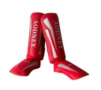 Milageto 1 Par de Protectores de Pierna para Kickboxing Muay Thai Boxeo Karate Artes Marciales con Acolchado Grueso Y Diseño Funcional Adecuados para Adultos E, Red M