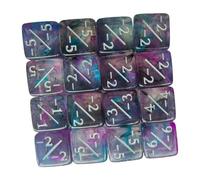 Milageto 10 Piezas Dados Digitales Acrílicos de 16mm Seis Caras D6 para Juegos de Estrategia Enseñanza Matemática Accesorios de Juegos Adecuado, Verde Morado, tal como se describe