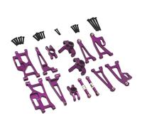 Milageto 14 Piezas Rodamiento RC Recambio para Camiones 1/14 Armado Metálico Brazo Suspensión Copa Dirección Aluminio Apropiado para Reparación Coches RC, Violeta