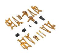 Milageto 14 Piezas Rodamiento RC Recambio para Camiones 1/14 Armado Metálico Brazo Suspensión Copa Dirección Aluminio Apropiado para Reparación Coches RC, Oro