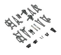 Milageto 14 Piezas Rodamiento RC Recambio para Camiones 1/14 Armado Metálico Brazo Suspensión Copa Dirección Aluminio Apropiado para Reparación Coches RC, argén