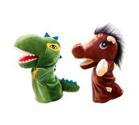 Milageto 2 Marionetas de Mano de Animales de Peluche, cómodas y adorables, Juguetes educativos para Fiestas de cumpleaños, Dinosaurio Y Caballo