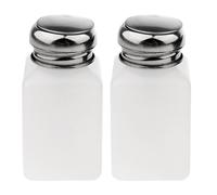 Milageto 2 Piezas Dispensador de Botellas Set Botella Vacía con Bomba Botella para Alcohol de Acero Inoxidable Antirreflujo Botella Dosificadora Prensable, 200ml