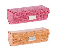 Milageto 2 Piezas Estuche de Lápiz Labial Caja de Almacenamiento para Maquillaje Organizador para Bolso Caja de Monedas con Forro Y Espejo Adecuado para Regalo, Rosa Rojo Naranja, Individual