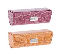 Milageto 2 Piezas Estuche de Lápiz Labial Caja de Almacenamiento para Maquillaje Organizador para Bolso Caja de Monedas con Forro Y Espejo Adecuado para Regalo, Pasta de Judías Naranja, Individual