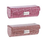 Milageto 2 Piezas Estuche de Lápiz Labial Caja de Almacenamiento para Maquillaje Organizador para Bolso Caja de Monedas con Forro Y Espejo Adecuado para Regalo, Pasta de Frijoles Marrón, Individual