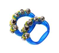 Milageto 2 Piezas Mini Percusiones Pandadería Hand Bell Musical Tambourine Shaking Rattle Birthday Feavors Bells para Concierto para Concierto , Azul