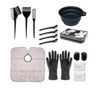 Milageto 21 Piezas Kit de Tinte para Cabello Profesional con Accesorios de Coloración Pinceles Y Tazón Plegable de Silicona con Bolsa de Viaje Adecuado para U, Negro