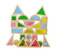 Milageto 24 Piezas de Bloques de construcción de Colores y Formas para Aprender geometría, Juguete sensorial para Padres e Hijos, Preescolar, niños y niñas a