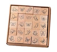 Milageto 25 Piezas Estampillas de Madera Colección de Sellos de Goma para Crear Tarjetas Diseño Original Material Firme Adecuado para Decoración Dibujo Diarios, Mariposa