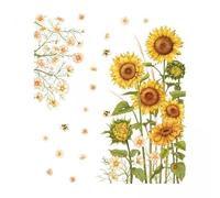 Milageto 2X Pegatina de Pared de Girasol Conjunto de Flores Decoración de La Pared del Hogar Decoración de Arte de Pared PVC Murales de Plantas de Papel Tapiz