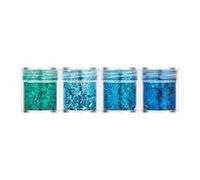 Milageto 4 piezas de copos de papel de aluminio para decoración de uñas, decoraciones de dijes de manicura, confeti de lentejuelas con brillo de lámina de uñas, Azul Verde