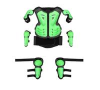 Milageto 5 Piezas Chaleco Protector Infantil Ajustable Protección Protectora Infantil Cobertura Completa Conjunto Protección Motocross para Adolescentes , Verde , Talla Única Apto para 7-12 Años