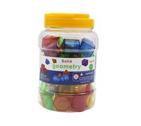 Milageto 60 piezas de bloques de formas 3D para el aprendizaje, el desarrollo de colores y el aprendizaje de matemáticas. Incluye frasco de almacenamiento.