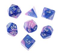 Milageto 7 Piezas Dados Dados RPG Juegos de Mesa Acrílico Resistente Adecuado para Juegos de Amigos Temáticos Partidas D, Azul Rosado