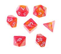 Milageto 7 Piezas Dados Dados RPG Juegos de Mesa Acrílico Resistente Adecuado para Juegos de Amigos Temáticos Partidas D, Naranja roja