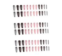 Milageto 72x Las uñas falsas se adhieren en las uñas, la decoración del arte de las uñas de la moda, presiona las uñas consejos franceses para viajes diarios, Argent Y Rosa