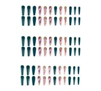 Milageto 72x Las uñas falsas se adhieren en las uñas, la decoración del arte de las uñas de la moda, presiona las uñas consejos franceses para viajes diarios, Verde