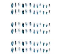 Milageto 72x Las uñas falsas se adhieren en las uñas, la decoración del arte de las uñas de la moda, presiona las uñas consejos franceses para viajes diarios, Azul Y Blanco