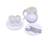 Milageto 8 botellas de leche tazas y juego de vajilla en miniatura para 1/12, cena, decoración creativa de juguetes,