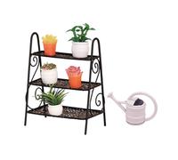Milageto Accesorios de decoración para casas de muñecas en miniatura, modelos de, kit de estante para plantas, pequeños modelos de flores, Negro