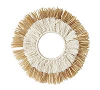 Milageto Adorno de Pared de Paja de Madera Redonda, artesanía de Arte de Paja Circular Retro, decoración del hogar para pasillos de Dormitorio, Sala de Estar,