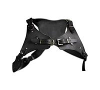 Milageto Arnés Medieval para Hombro y Pecho Correa Ajustable de PU con Plumas Hebilla de Pecho Hombre y Accesorio de Disfraz Steampunk Adecuado para Fiestas, Negro, unico