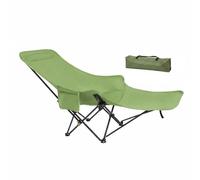 Milageto Asiento Plegable Exterior Silla Reclinable Camping Tumbona Portátil Camastro con Respaldo de 4 Posiciones y Reposapiés Extraíble con Cremallera de, Verde