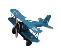 Milageto Avión Vintage Ornamento Biplano de Hierro Adorno Creativo Metálico Gran Detalle Visual Adecuado para Decoración de Escritorio Oficinas Modernas Regalo, Azul