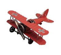 Milageto Avión Vintage Ornamento Biplano de Hierro Adorno Creativo Metálico Gran Detalle Visual Adecuado para Decoración de Escritorio Oficinas Modernas Regalo, Naranja