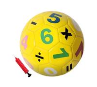 Milageto Balón con Números y Símbolos Matemáticos Educativo Balón Fútbol Infantil Versátil Mini Pelota Fútbol Inflable para Aprendizaje Temprano, Amarillo