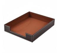 Milageto Bandeja de Archivo de Escritorio Organizador de Bandeja de Cartas Porta Papeles Archivador en Piel PU con Acabado Elegante y Costuras A4, Marrón