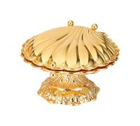 Milageto Bandeja para servir con forma de concha, adorno portátil, soporte dorado, bandeja, para sala de estar, cocina, ensalada, 20 Cm X 23 Cm X 13