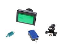 Milageto Botón Rectangular para Máquina de Arcade Pulsador Iluminado Led con Micro Conmutador Material Resistente Adecuado para Ferias Talleres de Reparación R, Verde
