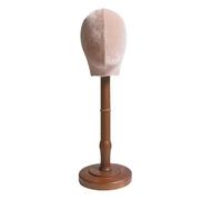 Milageto Cabeza de maniquí de terciopelo con base de madera, soporte para pelucas, soporte para pelucas para salones, hogar, 53cm