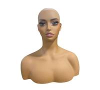 Milageto Cabeza de maniquí femenina con hombros, estante de exhibición de sombrero con soporte para peluca de maquillaje, modelo de exhibición de peluca para