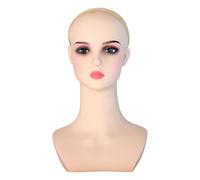 Milageto Cabeza de maniquí femenino, perchero portátil para sombreros, modelo de exhibición de pelucas para joyería, bufandas, pendientes, salón, centro