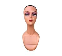 Milageto Cabeza de maniquí realista, busto de cabeza de maniquí, vitrina, con soporte para peluca, maquillaje, soporte para peluca, sombrero, bufanda, gafas, Style C