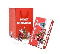 Milageto Caja de regalo navideña plegable, caja saltarina, decoración navideña para festivales, tarjeta recortada con bolsa de regalo para de, Rojo