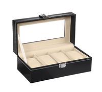 Milageto Caja de Reloj de Material Cuero PU, pequeña Sala Relojes para Organizador de Almacenamiento Caja de Almacenamiento de Relojes Estuche de Colecc, 4 Ranuras, Individual