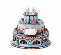 Milageto Caja Musical de Tarta Educativo Tarta de Madera Montar Material Resistente Juguete 3D Pastel para Niñas, Azul