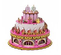 Milageto Caja Musical de Tarta Educativo Tarta de Madera Montar Material Resistente Juguete 3D Pastel para Niñas, Rosa