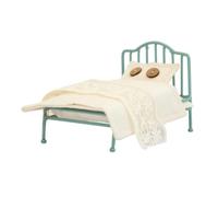 Milageto Cama en Miniatura Metálica Cama Casa Muñecas Compacto Set Muebles Casa Muñecas para Coleccionistas, Verde