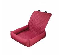 Milageto Car Cushion Cojín para Asiento de Coche Cama de Viaje para Mascota Cubierta Protectora Barrera Delantera Poliéster con Acolchado de Rombos y Correas, Rojo