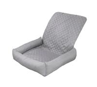 Milageto Car Cushion Cojín para Asiento de Coche Cama de Viaje para Mascota Cubierta Protectora Barrera Delantera Poliéster con Acolchado de Rombos y Correas, Gris Oscuro