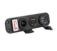 Milageto Car USB Panel Compuesto por Socket USB para Carga Rápida Pantalla Voltímetro Interruptor Alternante Marino y Enchufe para Resistente, Verde