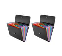 Milageto Carpeta de archivos expandible de 2 piezas, organizador de archivos con 13 bolsillos, carpeta de archivo portátil, organizador de para