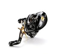 Milageto Carrete Casting Mano Izqui Digital Carrete con Freno Electrónico Ergonómico para Pescadores, Negro Y Dorado