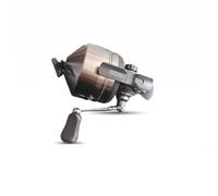 Milageto Carrete Compacto Metalizado Bobinador Portátil Línea Estructura Suave Carrete Metal, Carrete De Pesca Shark Blade 40 - Protector De Mano De Cuero Marrón - Paquete para Zurdos