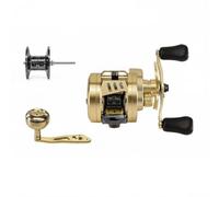 Milageto Carrete Metálico Tambor para Pescadores, Carrete De Tambor GX Dorado, Mano Derecha
